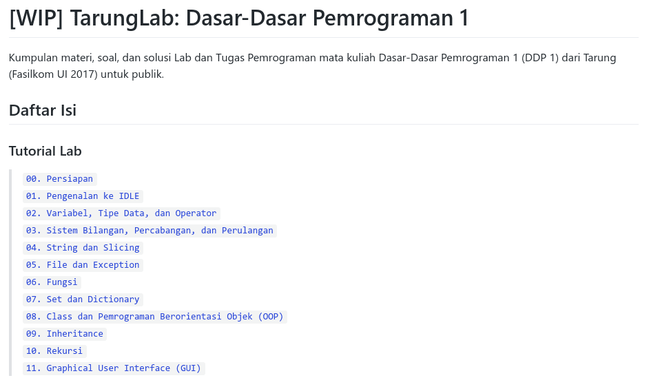 TarungLab: Dasar-Dasar Pemrograman 1